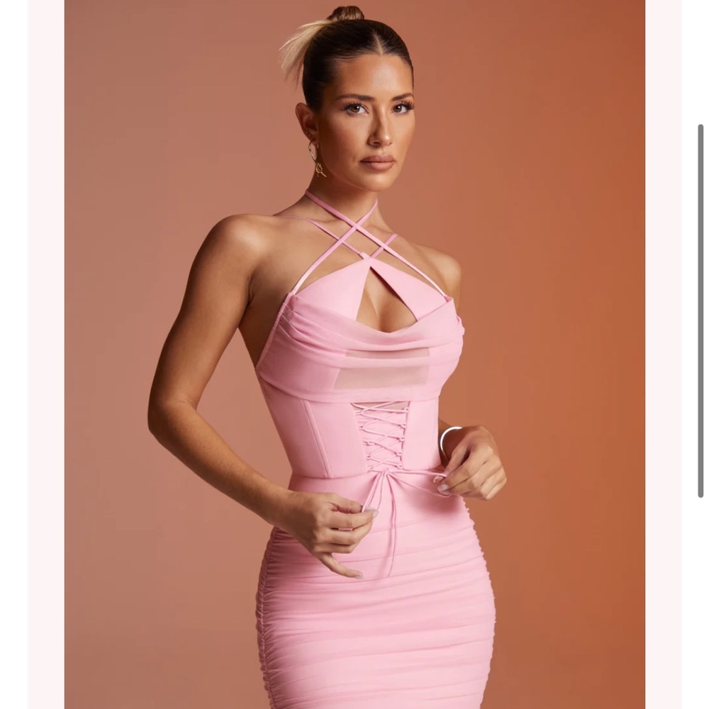 Halter neck corset mini dress